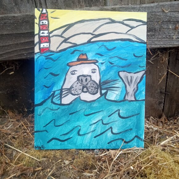 Folk Art Seal Painting - Picture 3 of 11